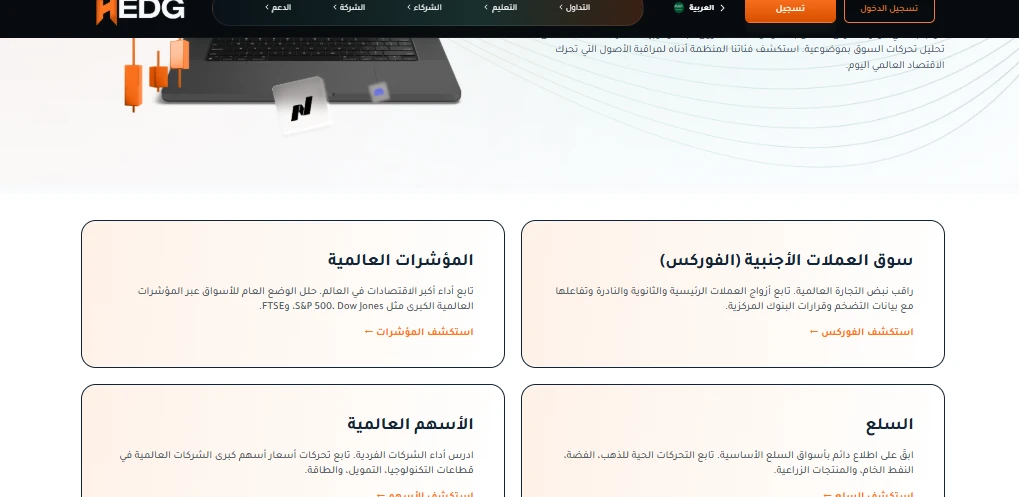 الأصول المالية المتوفرة لدى شركة HEDG