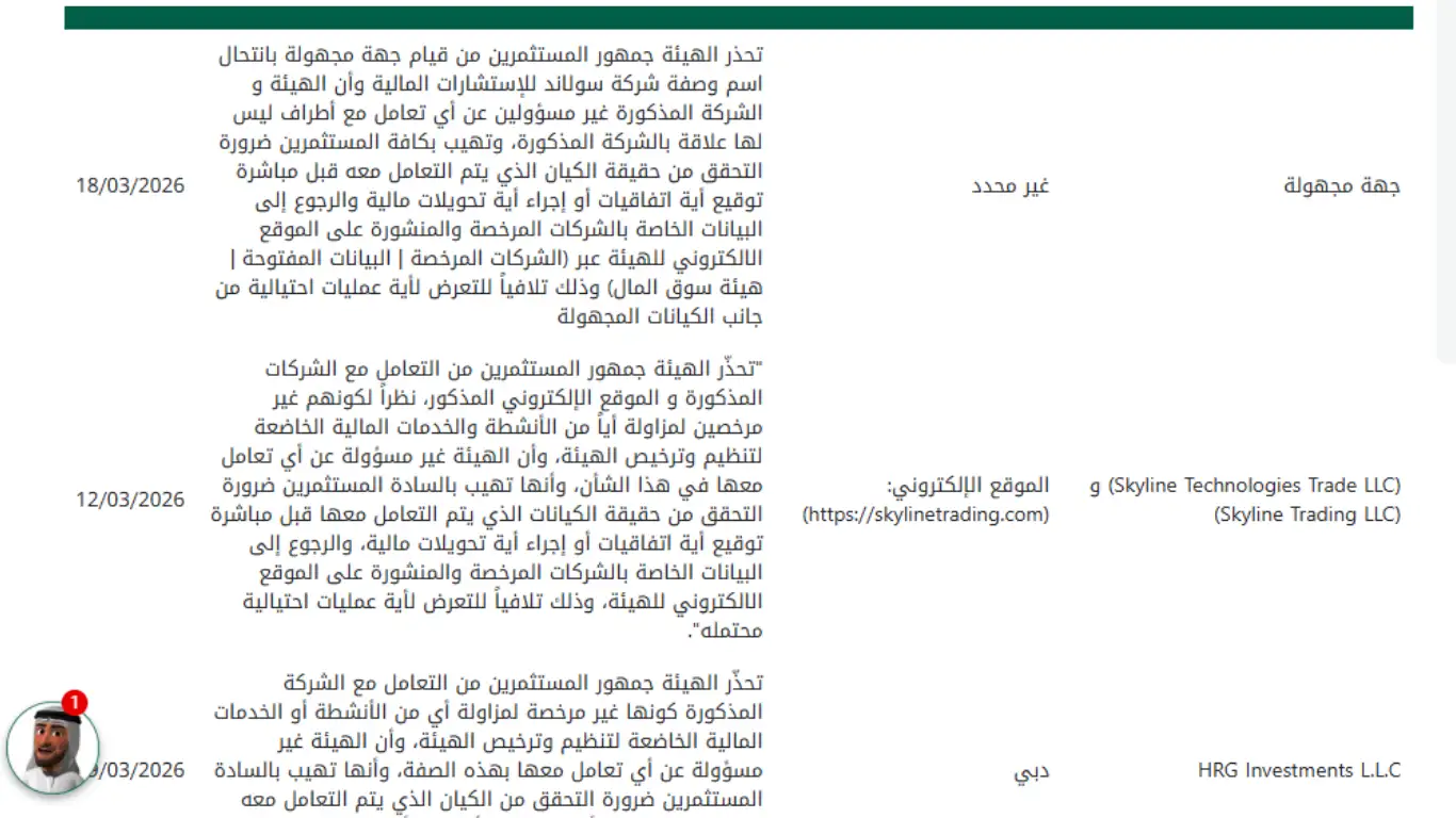 تحذير من نصب شركة Skyline Trading